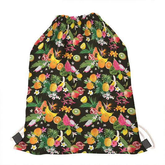 Tropical Paradise Fruits Pattern Print Drawstring Bag