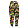 Tropical Paradise Fruits Pattern Print Fleece Lined Knit Pants