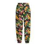 Tropical Paradise Fruits Pattern Print Fleece Lined Knit Pants