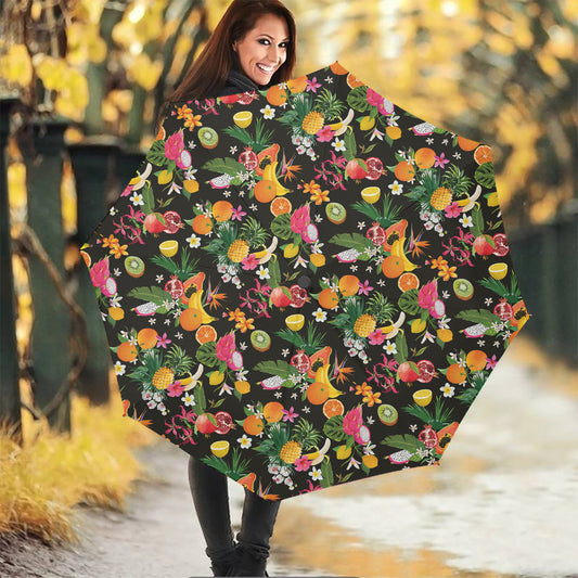 Tropical Paradise Fruits Pattern Print Foldable Umbrella