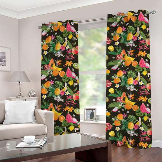 Tropical Paradise Fruits Pattern Print Grommet Curtains