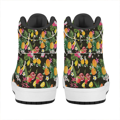 Tropical Paradise Fruits Pattern Print High Top Leather Sneakers