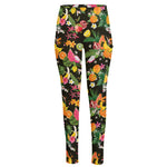 Tropical Paradise Fruits Pattern Print High-Waisted Pocket Leggings