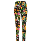 Tropical Paradise Fruits Pattern Print High-Waisted Pocket Leggings