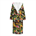 Tropical Paradise Fruits Pattern Print Hooded Bathrobe