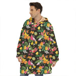 Tropical Paradise Fruits Pattern Print Hoodie Blanket