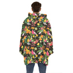 Tropical Paradise Fruits Pattern Print Hoodie Blanket