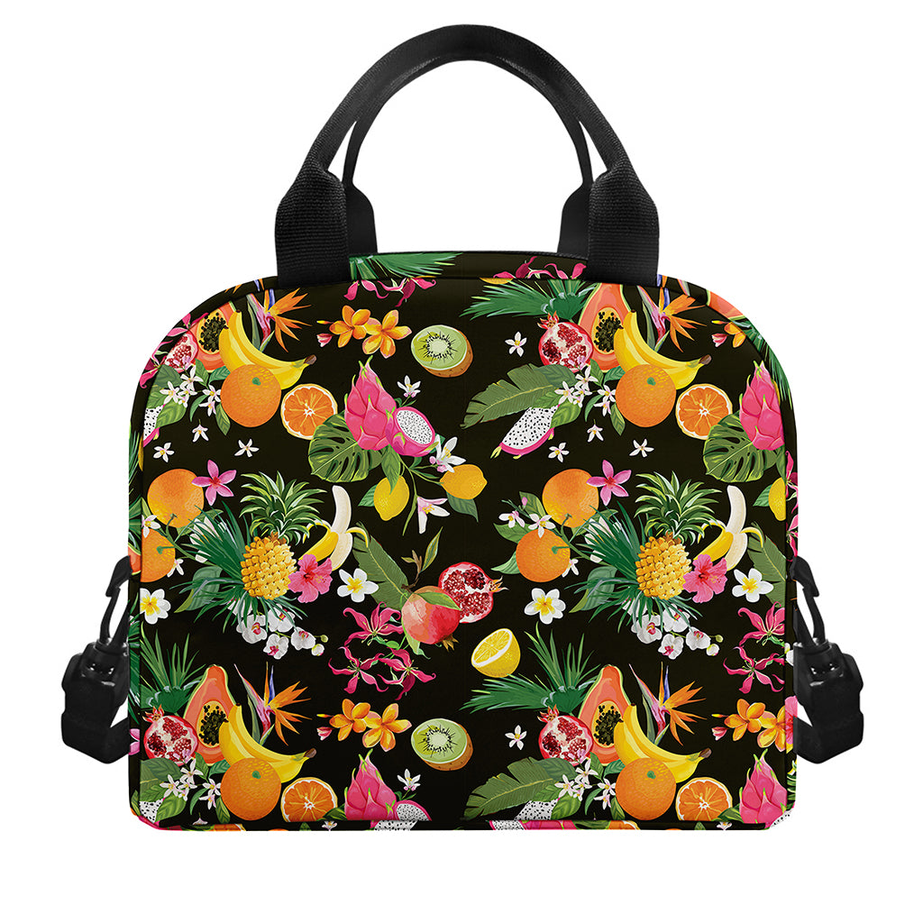 Tropical Paradise Fruits Pattern Print Insulated Lunch Bag
