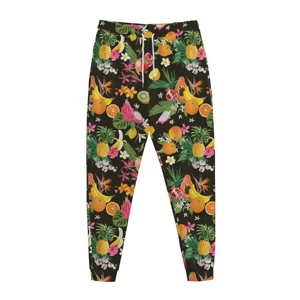 Tropical Paradise Fruits Pattern Print Jogger Pants