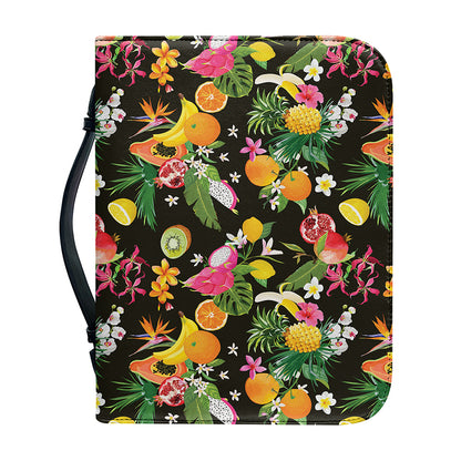 Tropical Paradise Fruits Pattern Print Leather Bible Cover