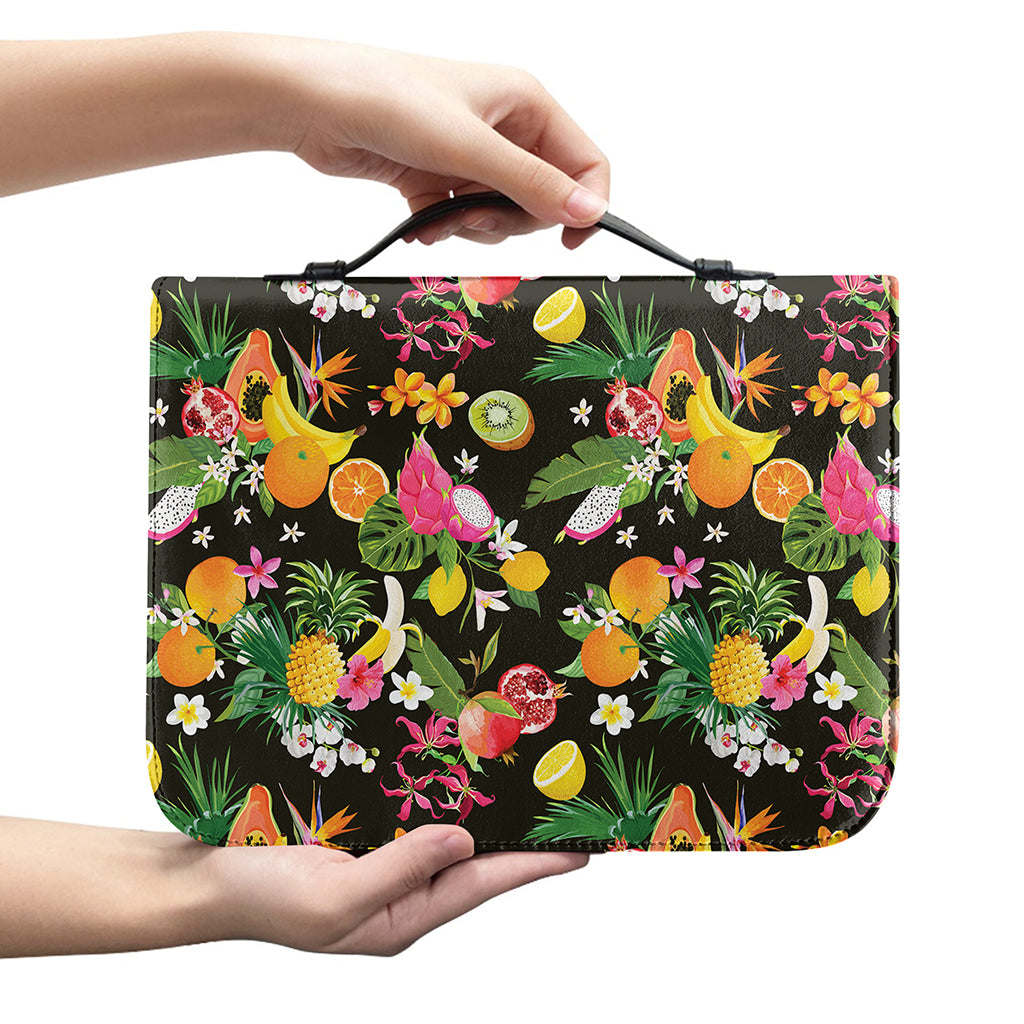 Tropical Paradise Fruits Pattern Print Leather Bible Cover