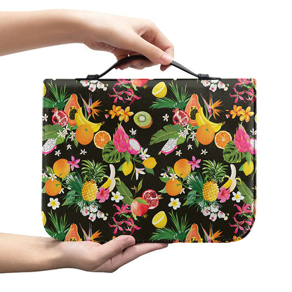 Tropical Paradise Fruits Pattern Print Leather Bible Cover