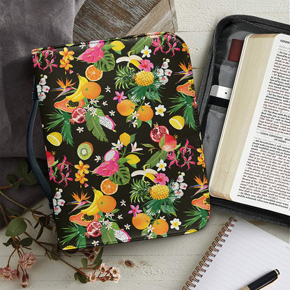 Tropical Paradise Fruits Pattern Print Leather Bible Cover