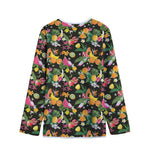 Tropical Paradise Fruits Pattern Print Long Sleeve Short Coat