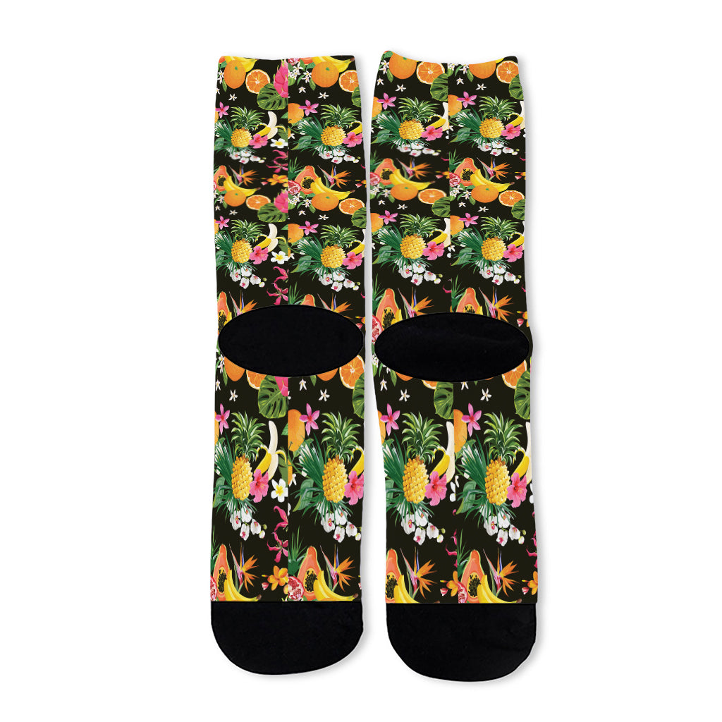 Tropical Paradise Fruits Pattern Print Long Socks