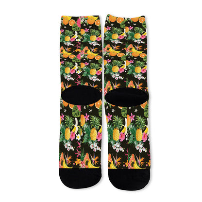 Tropical Paradise Fruits Pattern Print Long Socks