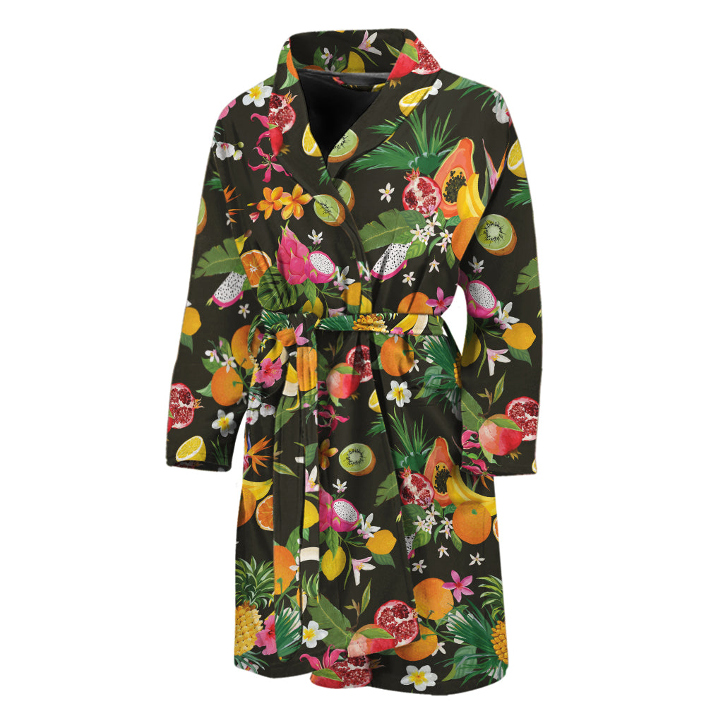 Tropical Paradise Fruits Pattern Print Men's Bathrobe