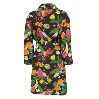 Tropical Paradise Fruits Pattern Print Men's Bathrobe