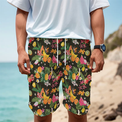 Tropical Paradise Fruits Pattern Print Men's Cargo Shorts
