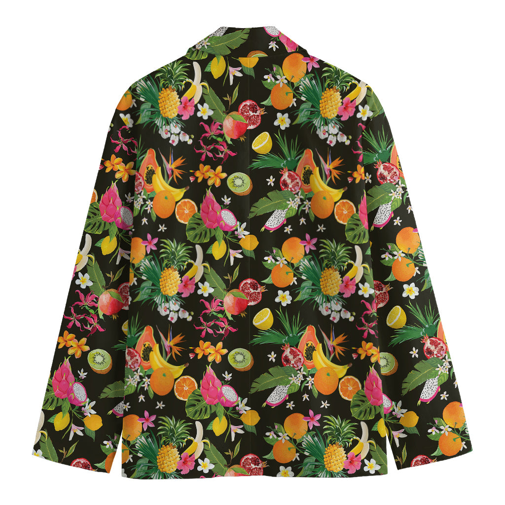Tropical Paradise Fruits Pattern Print Men's Cotton Blazer