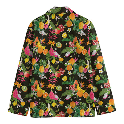 Tropical Paradise Fruits Pattern Print Men's Cotton Blazer