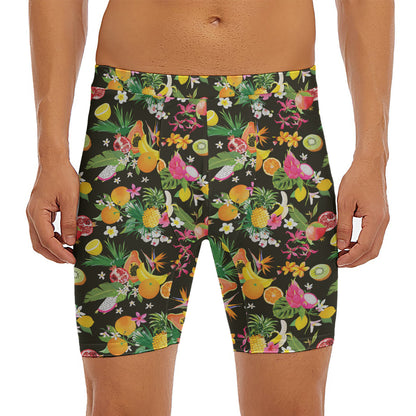 Tropical Paradise Fruits Pattern Print Men's Long Boxer Briefs
