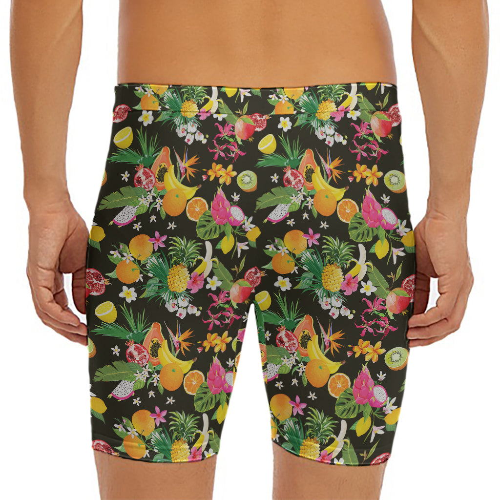 Tropical Paradise Fruits Pattern Print Men's Long Boxer Briefs