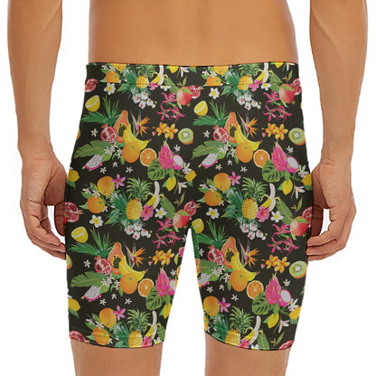 Tropical Paradise Fruits Pattern Print Men's Long Boxer Briefs