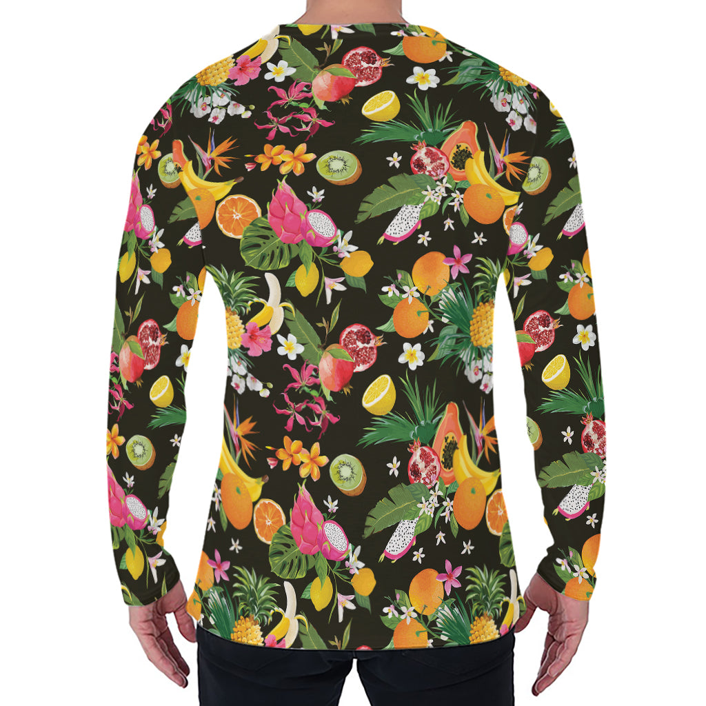 Tropical Paradise Fruits Pattern Print Men's Long Sleeve T-Shirt
