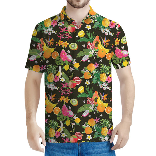 Tropical Paradise Fruits Pattern Print Men's Polo Shirt