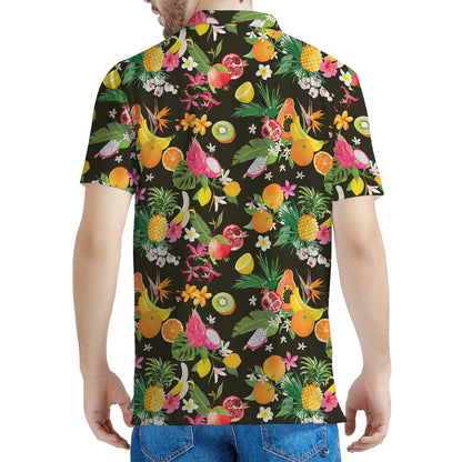 Tropical Paradise Fruits Pattern Print Men's Polo Shirt