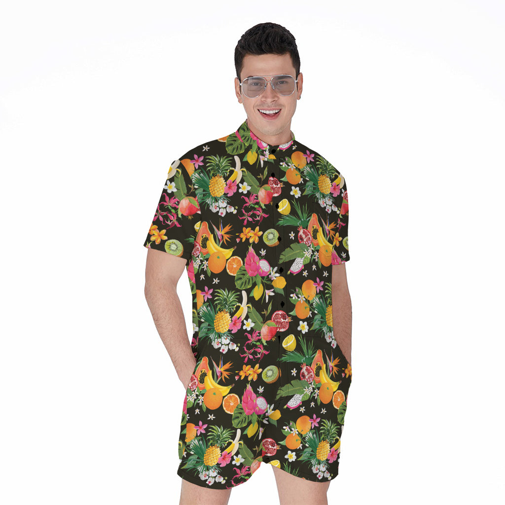Tropical Paradise Fruits Pattern Print Men's Rompers