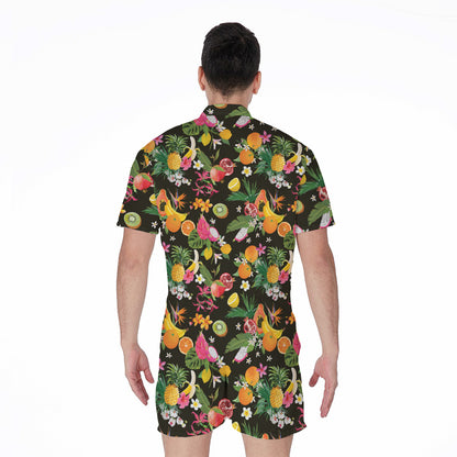 Tropical Paradise Fruits Pattern Print Men's Rompers