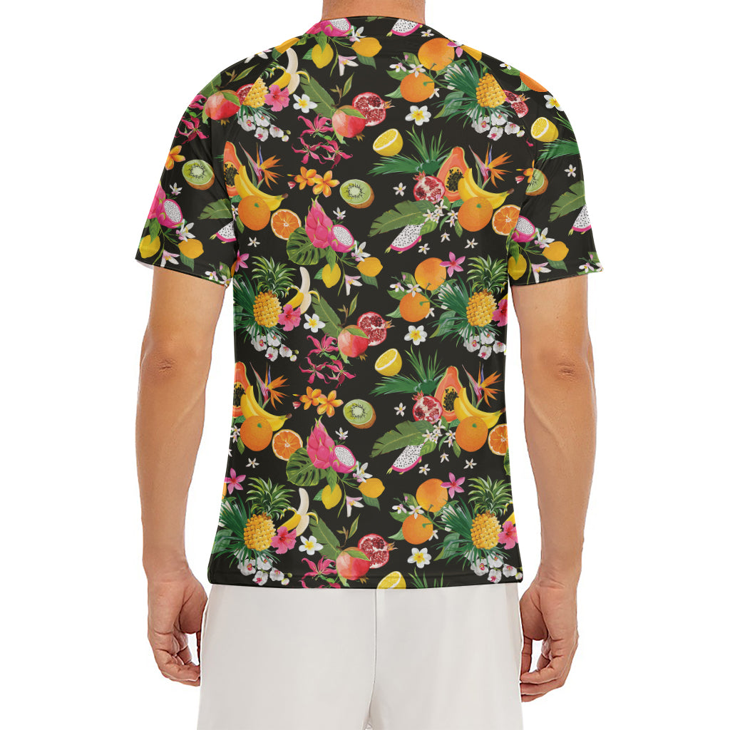 Tropical Paradise Fruits Pattern Print Men's Short Sleeve Rash Guard