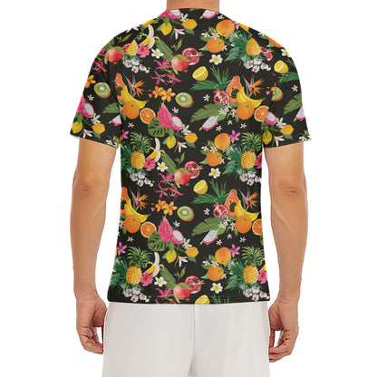 Tropical Paradise Fruits Pattern Print Men's Short Sleeve Rash Guard