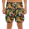 Tropical Paradise Fruits Pattern Print Men's Split Running Shorts