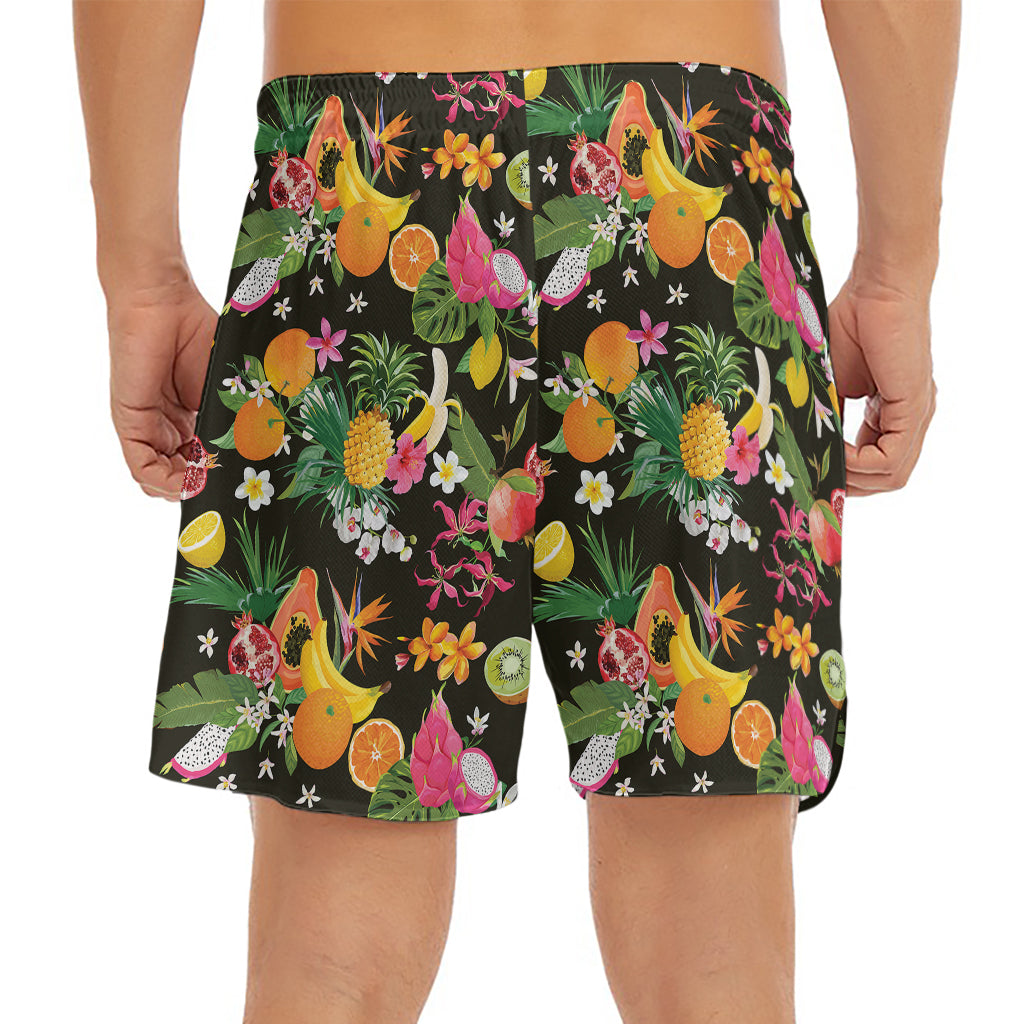 Tropical Paradise Fruits Pattern Print Men's Split Running Shorts
