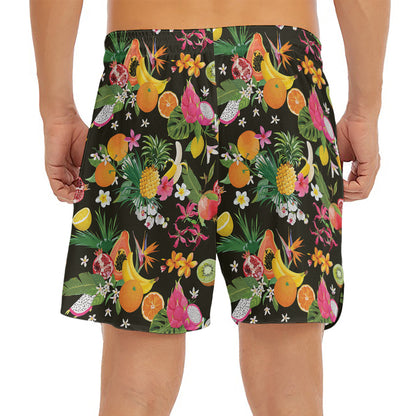 Tropical Paradise Fruits Pattern Print Men's Split Running Shorts