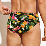 Tropical Paradise Fruits Pattern Print Men's Swim Briefs