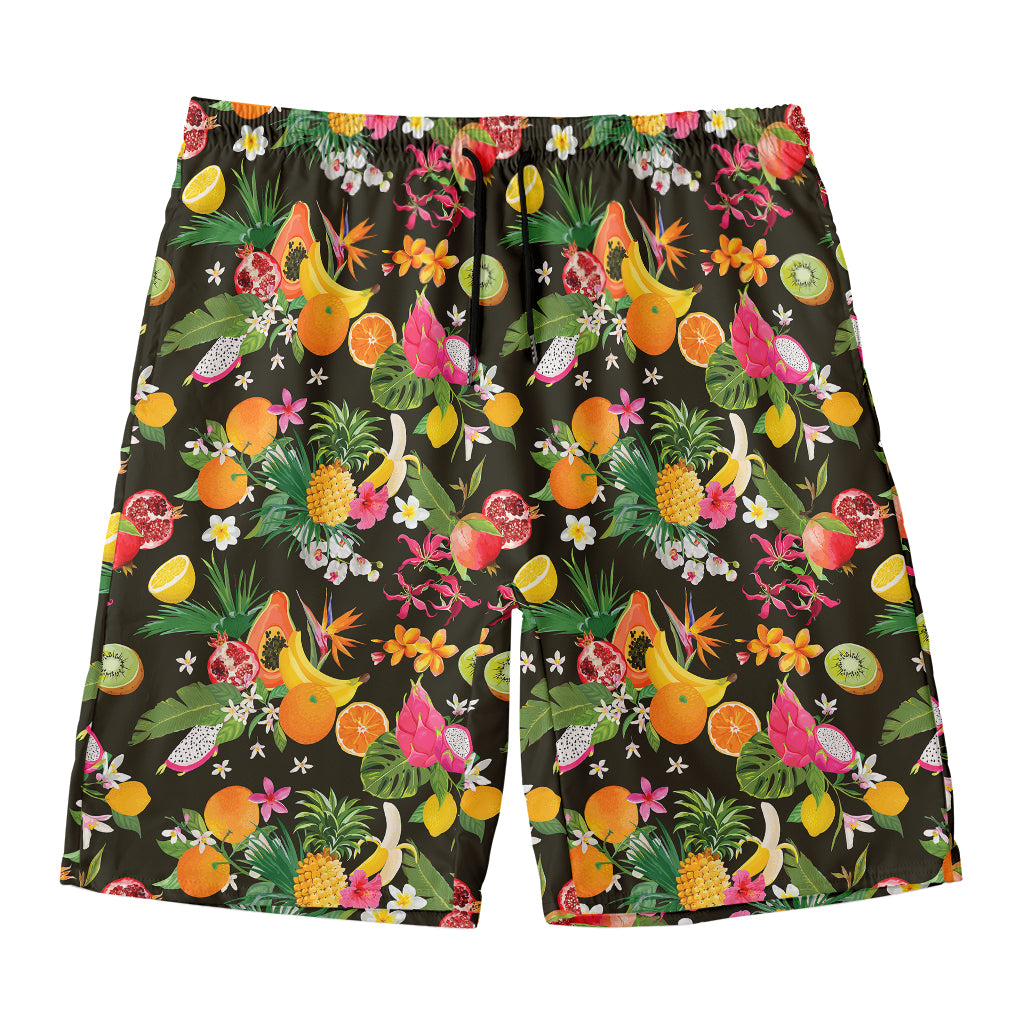 Tropical Paradise Fruits Pattern Print Men's Swim Trunks