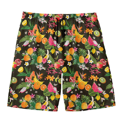 Tropical Paradise Fruits Pattern Print Men's Swim Trunks