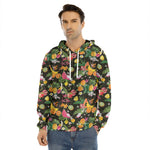 Tropical Paradise Fruits Pattern Print Men's Velvet Pullover Hoodie