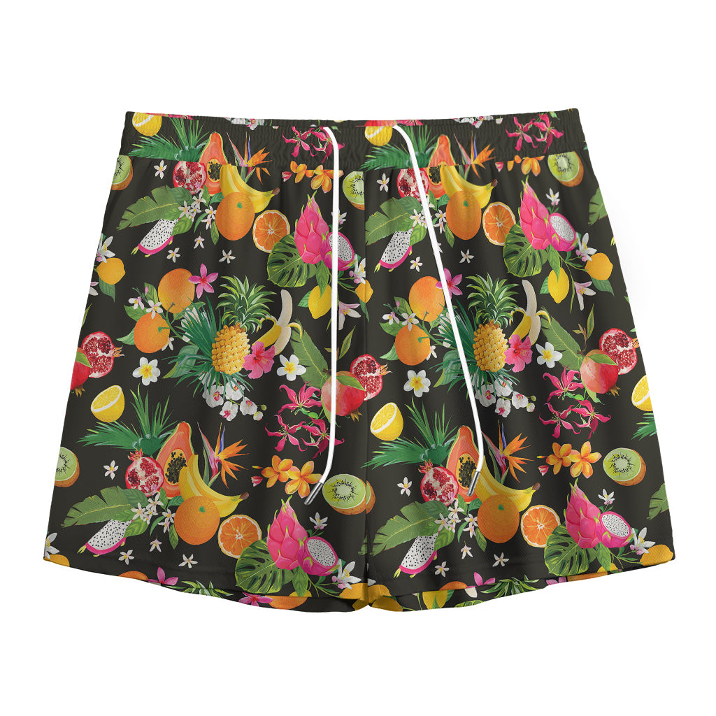 Tropical Paradise Fruits Pattern Print Mesh Shorts