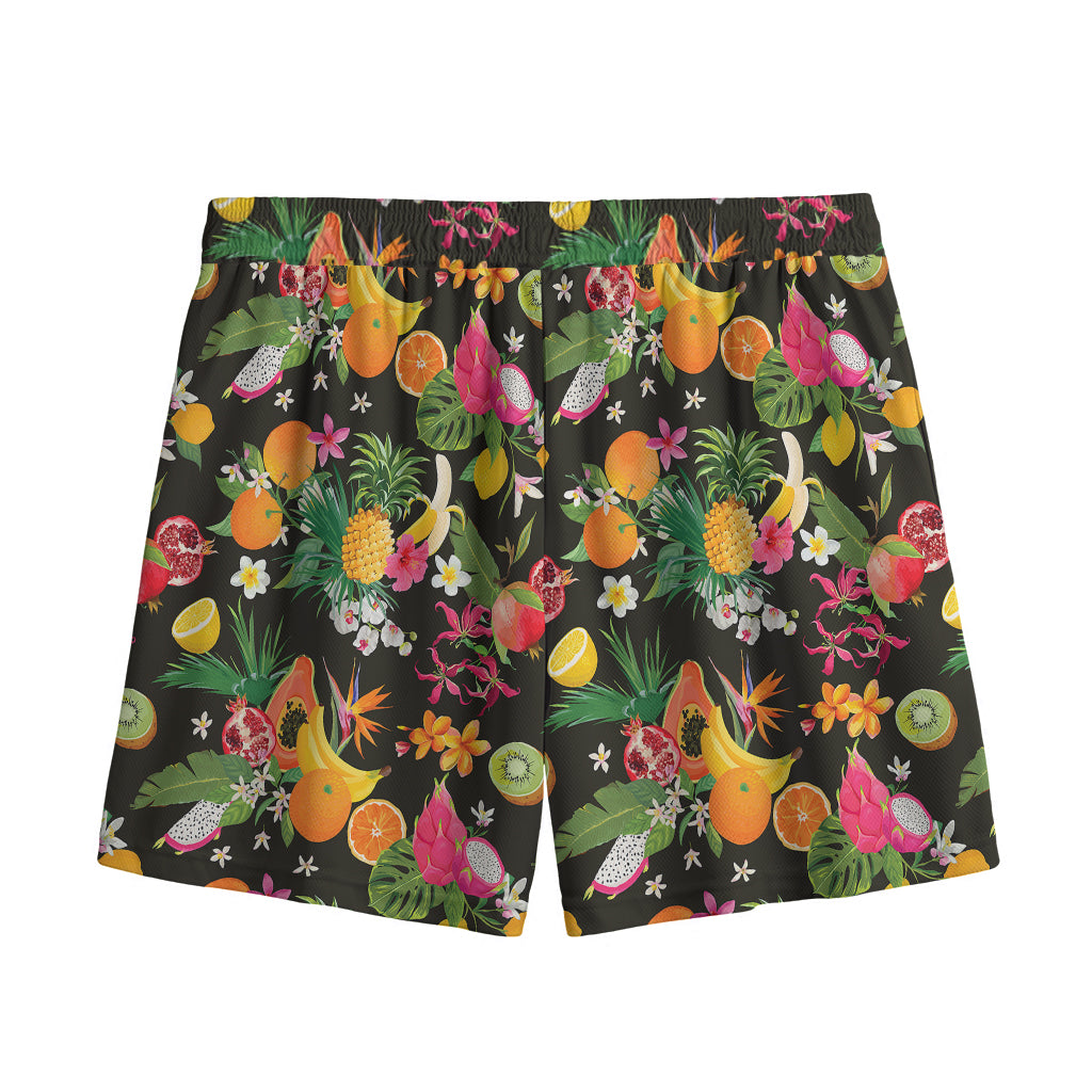 Tropical Paradise Fruits Pattern Print Mesh Shorts