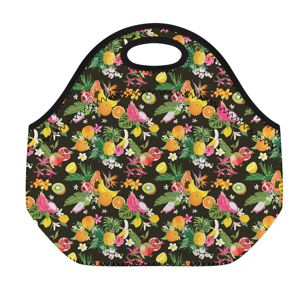 Tropical Paradise Fruits Pattern Print Neoprene Lunch Bag