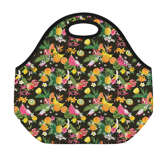 Tropical Paradise Fruits Pattern Print Neoprene Lunch Bag