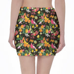 Tropical Paradise Fruits Pattern Print Pencil Mini Skirt