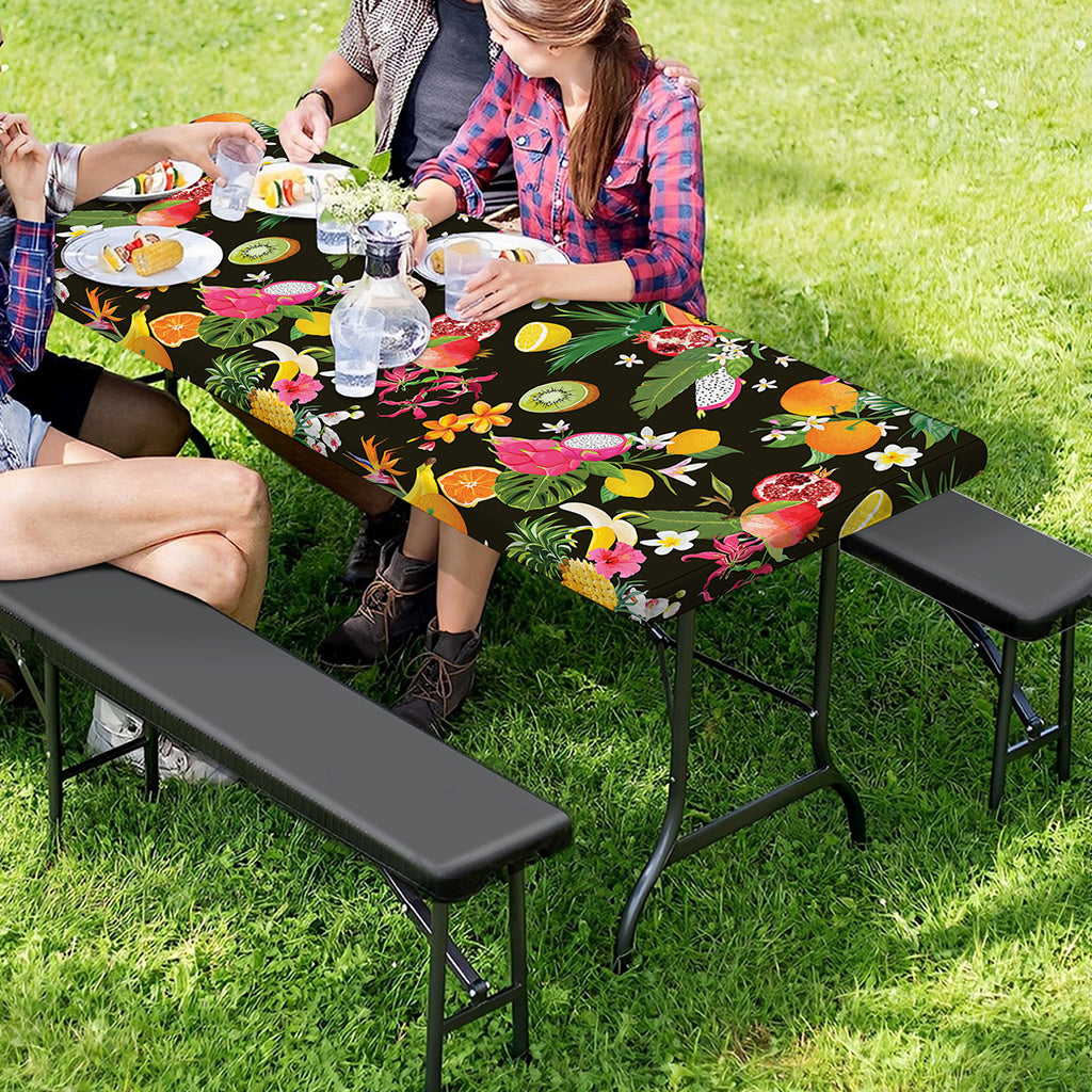 Tropical Paradise Fruits Pattern Print Picnic Table Cover