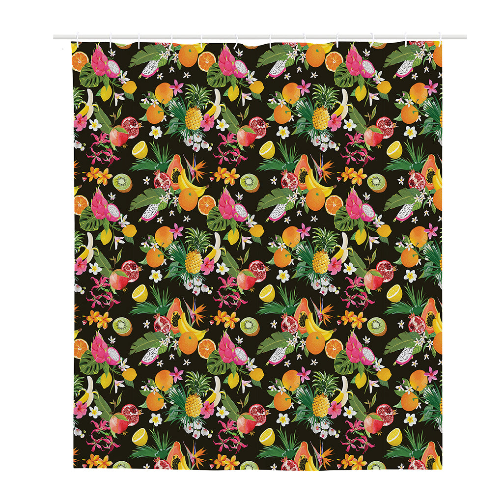 Tropical Paradise Fruits Pattern Print Polyester Shower Curtain