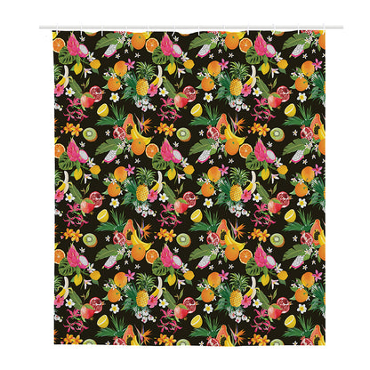Tropical Paradise Fruits Pattern Print Polyester Shower Curtain